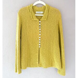 Willow Yellow‎ Textured Knit Button Front Twee Cardigan Sweater Size S